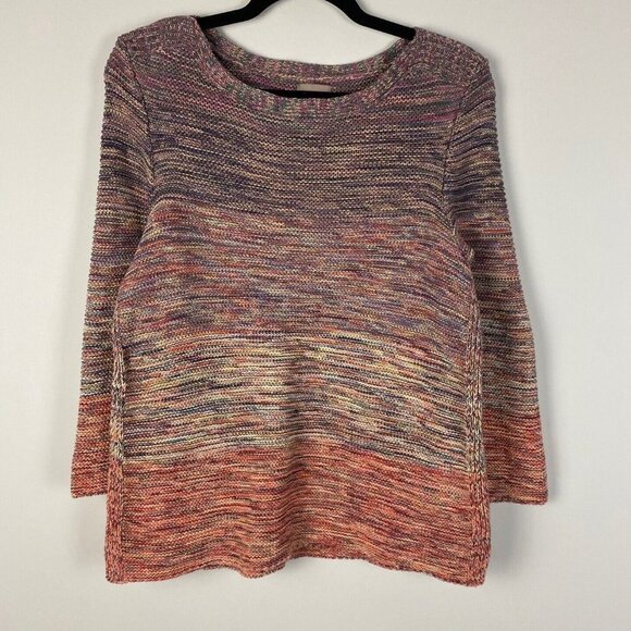 Chicos Sweater Pullover Knit Multicolor Stripe Cotton Knit Size 2 / US Large - Picture 1 of 9